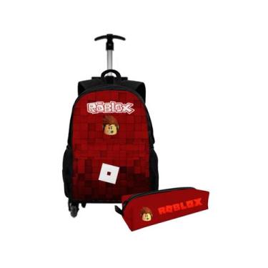 Imagem de Kit Mochila Bolsa Escolar Com Rodinha Carrinho Para Viagem + Estojo Po