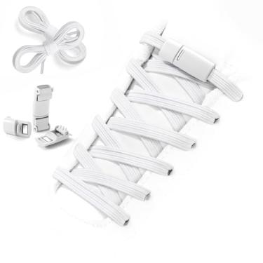Imagem de Aiboxin Cadarços elásticos sem amarração para tênis, cadarços sem amarração para crianças e adultos, cordas elásticas para sapatos, 1c - Branco, 47IN