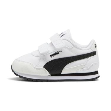 Imagem de PUMA Tênis infantil unissex St Runner Hook and Loop, Puma Puma branco ferro fundido preto, 17