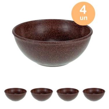 Imagem de 4un TIGELA 500ml BOWL CUMBUCA SOPA CALDO MARROM ESCURO - Evo