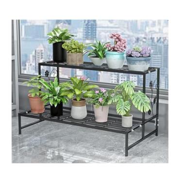 Imagem de Flower Rack，Plant Stand Indoor Outdoor，Storage Rack，Simple Plant Stand，Floor-Standing Glower Rack，Tier Plant Stand ，Step Flower Stand，for Living Room Balcony Garden(Black,80*44*44cm/31.5*17.3*17.3in)