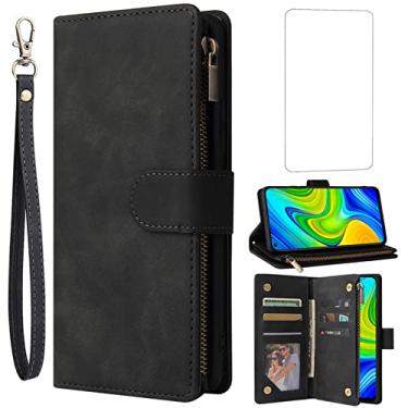 Imagem de Asuwish Capa carteira compatível com Xiaomi Redmi Note 9 / Redmi 10X 4G e protetor de tela de vidro temperado, capa flip de couro, porta-cartões, acessórios celulares, capas para celular Redme