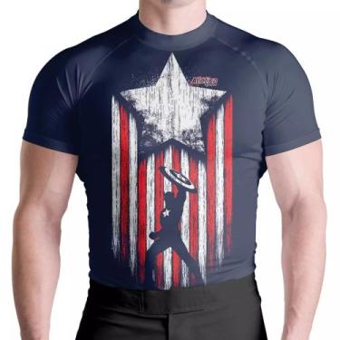 Imagem de Rash Guard Captão America MC Atlética Esportes, Azul, M
