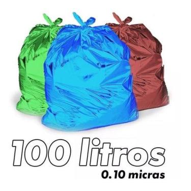 Imagem de Saco De Lixo 100 Litros Colorido Reforçado 0,10 Micras 100u - HIGIPACK