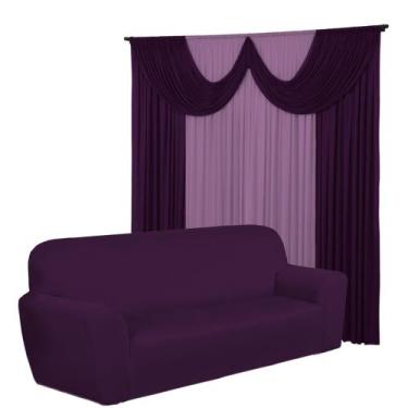 Imagem de Kit Sala Cortina 2 Metros Paris + Capa 4 Lugares Coladinha Spandex - D