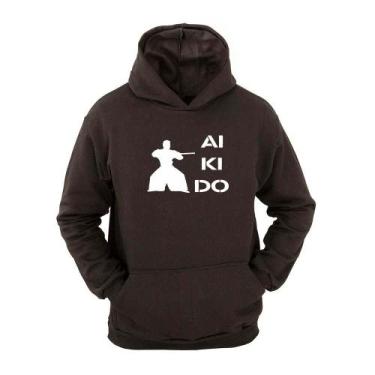 Imagem de Moletom Masculino Capuz Estampa Aikido Bolso Canguru Moderno - Ragor, 