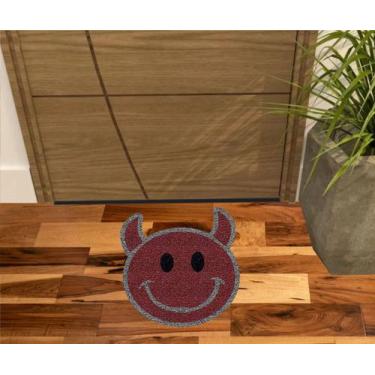 Imagem de Tapete Divertido Carinha de Capetinha 60X60cm Bordo - Zap tapetes