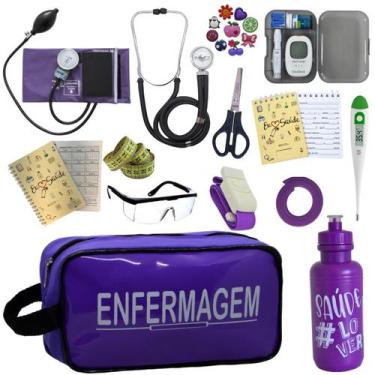 Imagem de Kit Enfermagem Aparelho de Pressão Estetoscópio Medidor Glicose - PREM