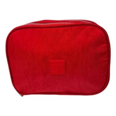 Imagem de Estojo nylon retangular 2 zippers - YEPP, Vermelho