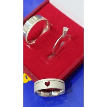 Imagem de Trio de Alianças Anatômica Namoro Prata 950  Namoro e Cmpromisso 5 mm 