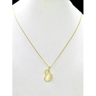 Imagem de Cordão Feminino 1mm Cisne Banhado a Ouro 18k 50cm - Tojoia18K