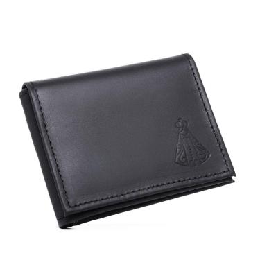 Imagem de Carteira Em L Couro Alta Qualidade Porta Cartao Documentos Cedulas Estampa Nossa Senhora Aparecida