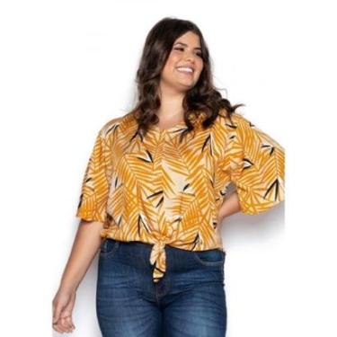 Imagem de Blusa Florida de Amarração Plus Size Viscose St Madame-Feminino