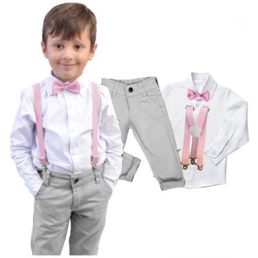 Imagem de Conjunto Social Cinza Manga Longa Calça Casamento Pajem Bebê - Migueli