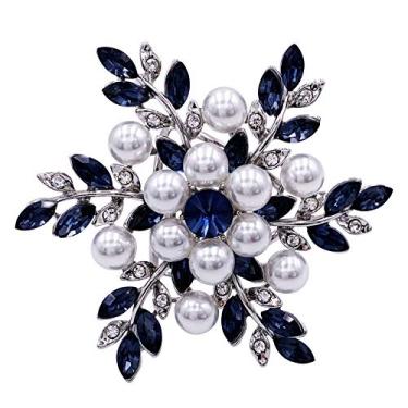 Imagem de HAISWET Três anéis floco de neve azul cachecol fivela anel clipe suporte braçadeira broche acessório, Cristal