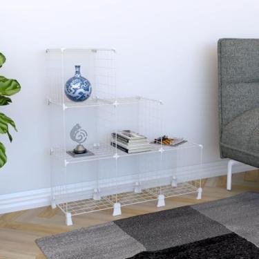 Imagem de Estante para Livros com 6 Nichos Prateleira de Aço Aramado Decoração de Casa Sala de Estar Quarto (Branco)