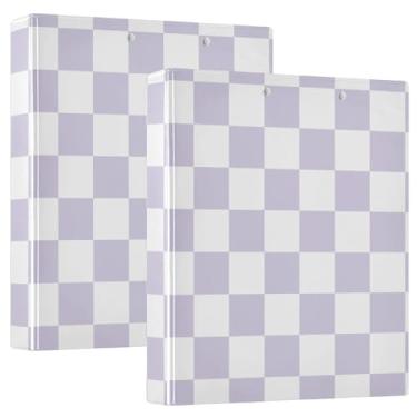 Imagem de VKPSCHJ Fichário redondo de 3 anéis com pranchetas de metal, organizador de fichário quadriculado de lavanda, capacidade para 200 folhas, fichários para escola, trabalho