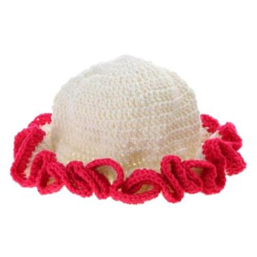 Imagem de URTERYSER Chapéu, chapéu de pescador de crochê para adultos, feito à mão, aba com babados, chapéu à prova de vento