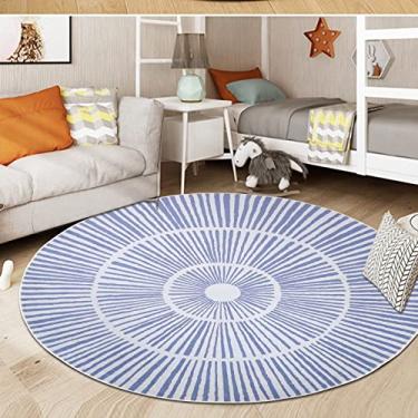 Imagem de Lacomfy Tapete redondo moderno e abstrato, tapete de 1,8 m, círculo, fofo, para sala de estar, quarto, tapete decorativo macio, lavável, sala de jantar, cozinha, decoração de casa, azul