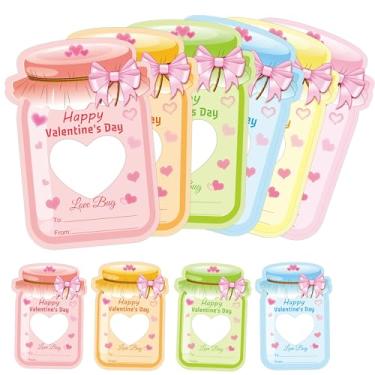 Imagem de Cartões de Dia dos Namorados para crianças, 54 peças, pote de pedreiro feliz dia dos namorados, porta-doces, cartão faça você mesmo, cartões de troca de dia dos namorados, presentes para escola, sala