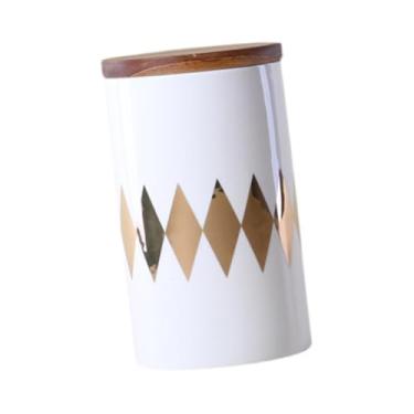 Imagem de Bothyi Nordic Coffee Jar Chá e Café Lata Multifuncional Tampa de Madeira Recipiente de Chá Cozinha Armazenamento Pote para Doces açúcar Café Grão, Diamante