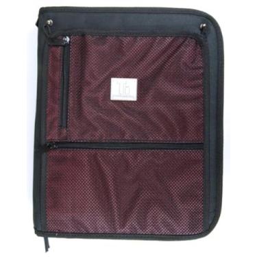 Imagem de Top Flight Pasta de titânio com zíper com anéis em D oblíquos de 3,8 cm, bolsa dobrável, porta CD e bolso interno para arquivos, 33,5 x 28,7 cm, 1 fichário, preto/vermelho (4511491)
