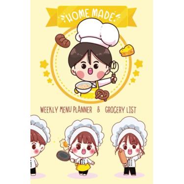 Imagem de Weekly Menu Planner and Grocery List: 52 Weeks of Meal Planning Track (Food Planner/Diary/Log/Journal/Calendar) with Fridge Inventory Tracker for Kids, Teens