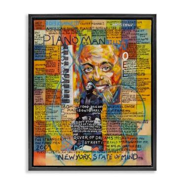 Imagem de Stupell Industries Billy Joel Collage Framed Floater Canvas Wall Art Design por Sabin, Moldura flutuante preta, 25 x 31