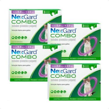Imagem de Combo 4 NexGard Combo Gatos 0,8Kg a 2,5Kg - 3 Aplicadores 0,3ml - Boeh