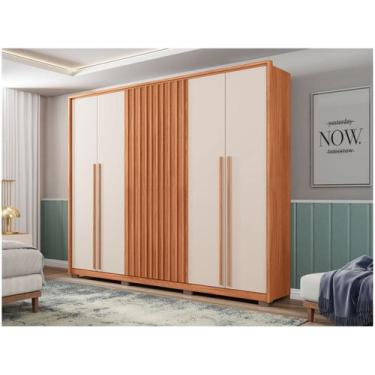 Imagem de Guarda-roupa Casal 4 Gavetas 6 Portas Caemmun New Comodus, Freijó e Of