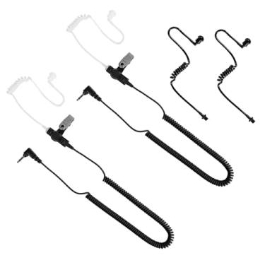 Imagem de DLECNFUN Fone de ouvido Listen Only de 3,5 mm - Tubo de ar acústico, fone de ouvido intra-auricular, fio de bobina longa de 1 pino para rádios bidirecionais Walkie Talkie Transceptor (pacote com 2)
