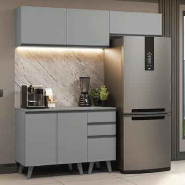 Imagem de Armário de Cozinha Compacta 200cm Cinza Nice Madesa XA06, Cinza