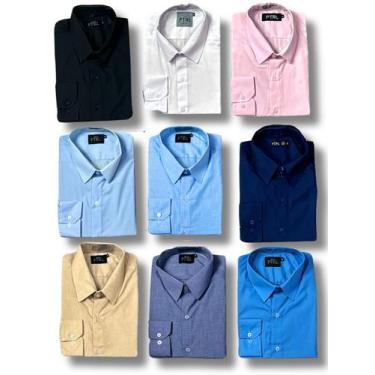 Imagem de KIT 09 peças - Camisa Social Manga Longa Slim e Tipo Linho (sem cinza 