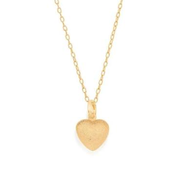 Imagem de Colar com Pingente rommanel folheado a ouro coração fosco colar elo ca