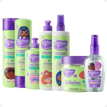 Imagem de Kit Kolene Cachinhos: Shampoo, Condicionador, Creme para Pentear, Ativador de Cachos, Spray Desembaraçante, Gelatina e Deo Colônia