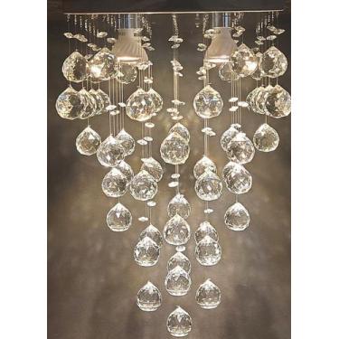 Imagem de Belíssima Luminária Chuva de Cristais K9,Com Altura de 45cm Para Sala 