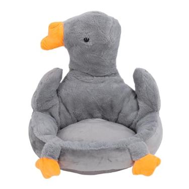 Imagem de Almofada de assento fofa de ganso de pelúcia para cadeira de ganso removível almofada de assento confortável para chão de janela cinza, macia e confortável, design fofo, versátil e de suporte, durável