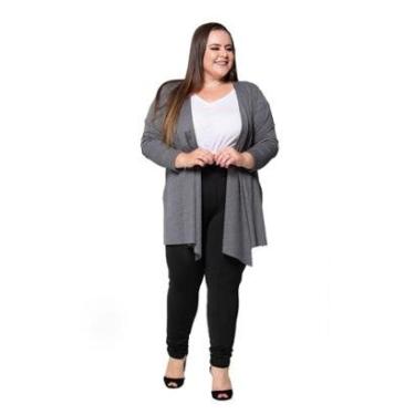 Imagem de Cardigan Zipituka Canelado 923 Mescla - Cinza - G3-Feminino