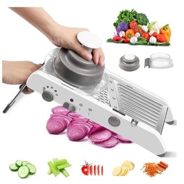 Imagem de Profissional Cortador Fatiador, Mandolin, Pode ser Cortado em 18 Formatos Aços Inoxidáveis Mandoline Profissional, Uso Doméstico Fatiador de Legumes, Multifuncional Mandoline,