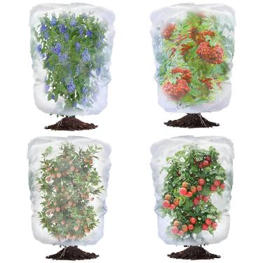 Imagem de paxiyu Capas de rede de jardim – Pacote com 4 (2 tamanhos: 2,6 × 3,9 m e 3,9 × 5,27 m) | Zíper e cordão | Rede de insetos e pássaros para proteção de jardim | Rede de árvores frutíferas para mirtilo,