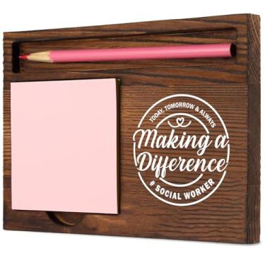 Imagem de Suporte autoadesivo de assistente social fazendo a diferença, presente ideal para assistentes sociais, conselheiros, organizador de mesa de escritório, suporte retrô SDZ298