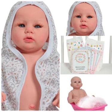 Imagem de Boneca Reborn Bebê Realista Carequinha Com Kit Acessórios - Cegonha Re