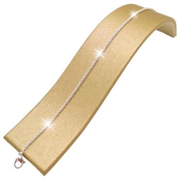 Imagem de Tornozeleira de strass, pulseiras de tornozelo brilhantes para mulheres, pingente de joia de pé de prata dourada cintilante com pingente de camada de diamante para festa noturna, Standard, Strass