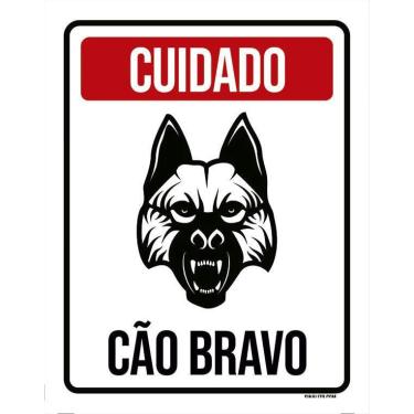 Imagem de Placa De Sinalização - Cuidado Cão Bravo 36X46