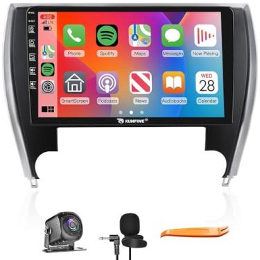 Imagem de Kunfine Car CarPlay Android Navegação Automática Rádio GPS Estéreo Câmera Reversa Tela IPS Touchscreen 10 polegadas Tablet Pad Pad Media Player para Toyota Camry 2015-2018, se aplicável Quad Core 2G +