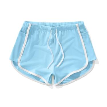 Imagem de AIMPACT Short masculino de malha 7,6 cm para corrida academia atlética musculação booty short vintage justo, Azul-claro, M