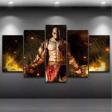 Imagem de Quadro Mosaico God Of War 5 Peças 1,20x0,70cm  Gow 02 - Dekorarte, 5 p