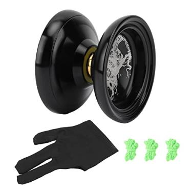 Imagem de Ioiô Sem Resposta, Bola de ioiô de Liga de Alumínio Com Cordões de Luva para Crianças Iniciantes (Preto brilhante)
