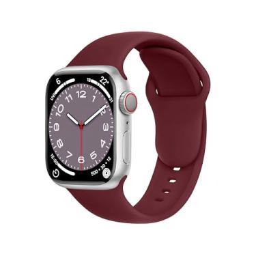 Imagem de DONEGANI Pulseira esportiva feminina C1D Ultra 2 de 49 mm, série 10 de 46 mm, 9 8 7 45 mm e 41 mm, SE 6, 5, 4, 44 mm e 40 mm, 3 2 1 42 mm 38 mm iWatch, pulseira masculina de silicone vermelho bordô
