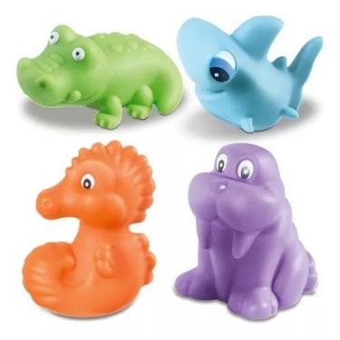 Imagem de Mordedor Macio Kit para  Banho Bebê Conjunto Animais - Cometa Brinqued